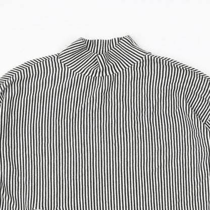 Zara Womens Black Striped Polyester Pullover Sweatshirt Size M Pullover