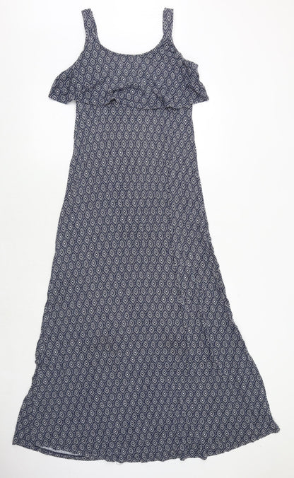 JoJo Maman Bébé Womens Blue Geometric Viscose Maxi Size S Scoop Neck Pullover