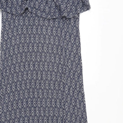 JoJo Maman Bébé Womens Blue Geometric Viscose Maxi Size S Scoop Neck Pullover