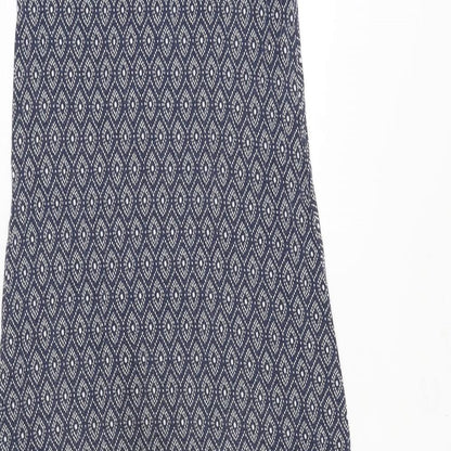 JoJo Maman Bébé Womens Blue Geometric Viscose Maxi Size S Scoop Neck Pullover