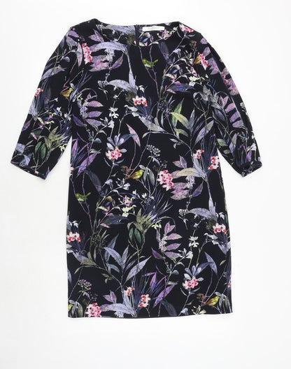 Betty&Co Womens Black Floral Polyester A-Line Size 8 Round Neck Zip