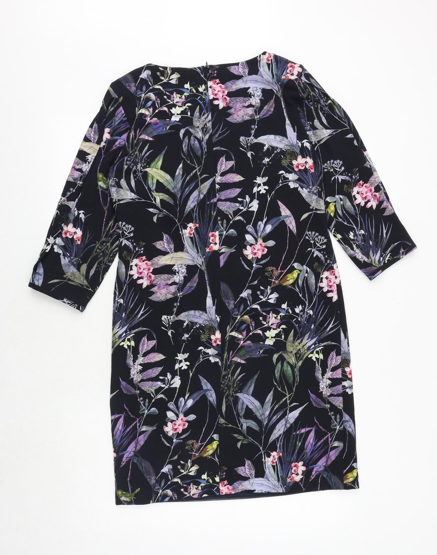 Betty&Co Womens Black Floral Polyester A-Line Size 8 Round Neck Zip