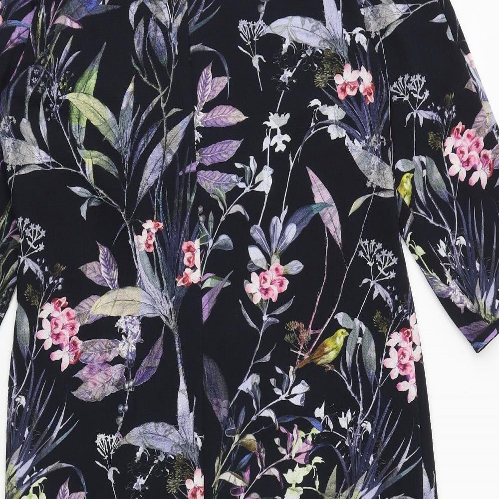 Betty&Co Womens Black Floral Polyester A-Line Size 8 Round Neck Zip
