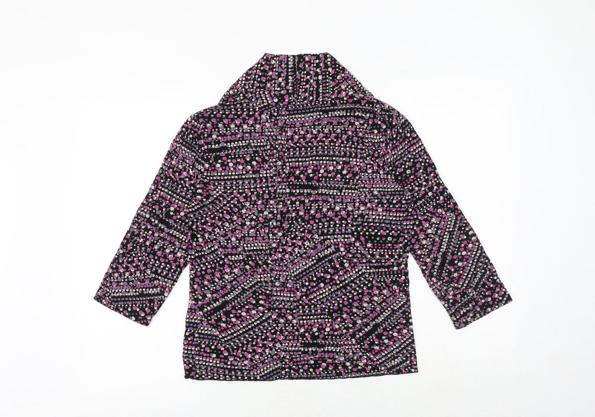 Aria Womens Pink Geometric Viscose Basic Blouse Size 14 V-Neck