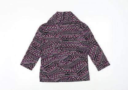 Aria Womens Pink Geometric Viscose Basic Blouse Size 14 V-Neck