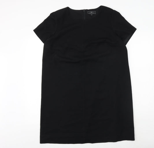 NEXT Womens Beige Polyester A-Line Size 16 Round Neck Zip