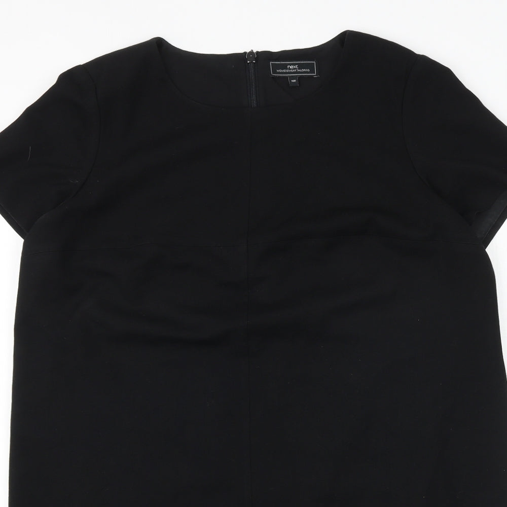 NEXT Womens Beige Polyester A-Line Size 16 Round Neck Zip