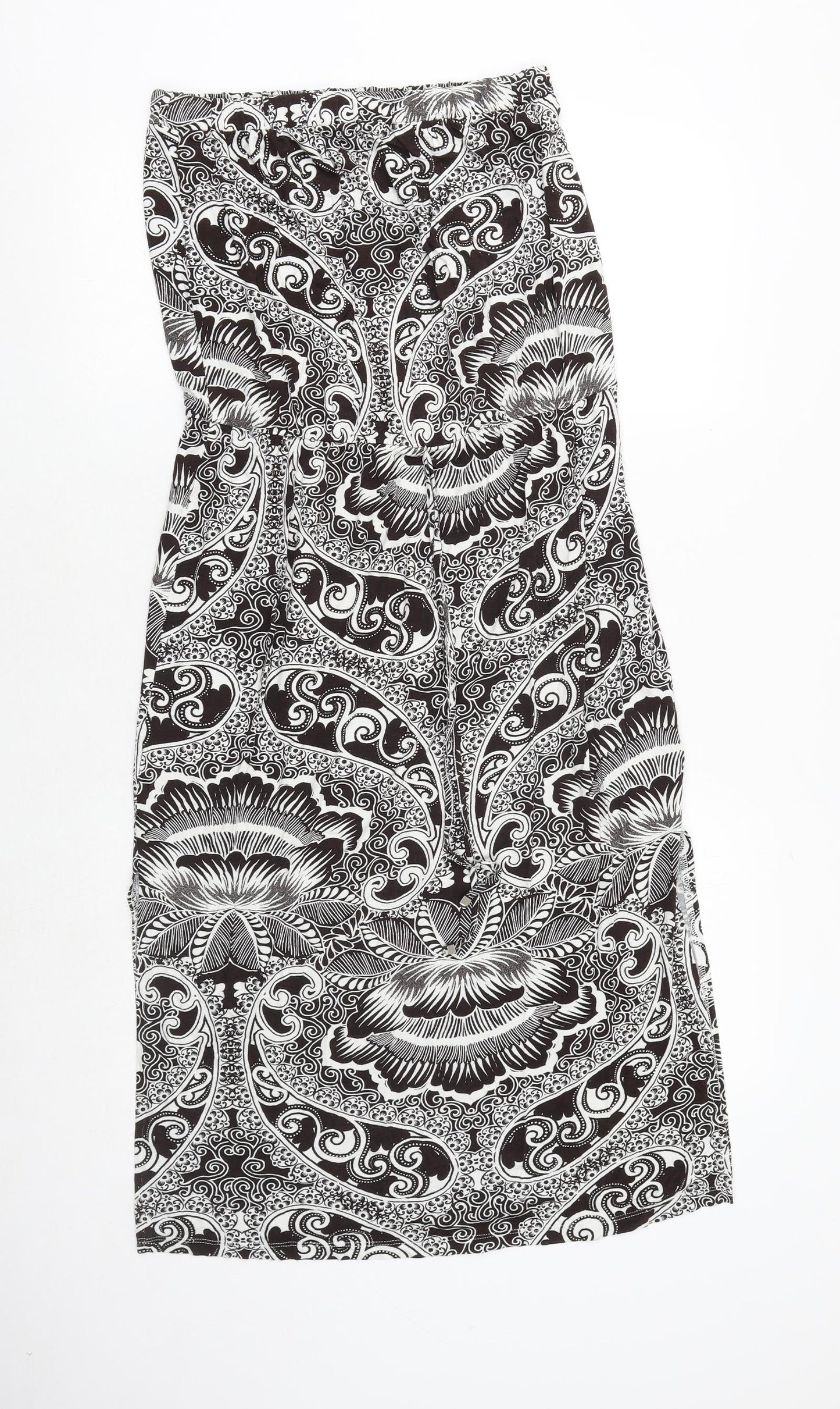 NEXT Womens Black Geometric Viscose A-Line Size 10 Off the Shoulder Pullover