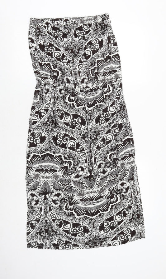 NEXT Womens Black Geometric Viscose A-Line Size 10 Off the Shoulder Pullover