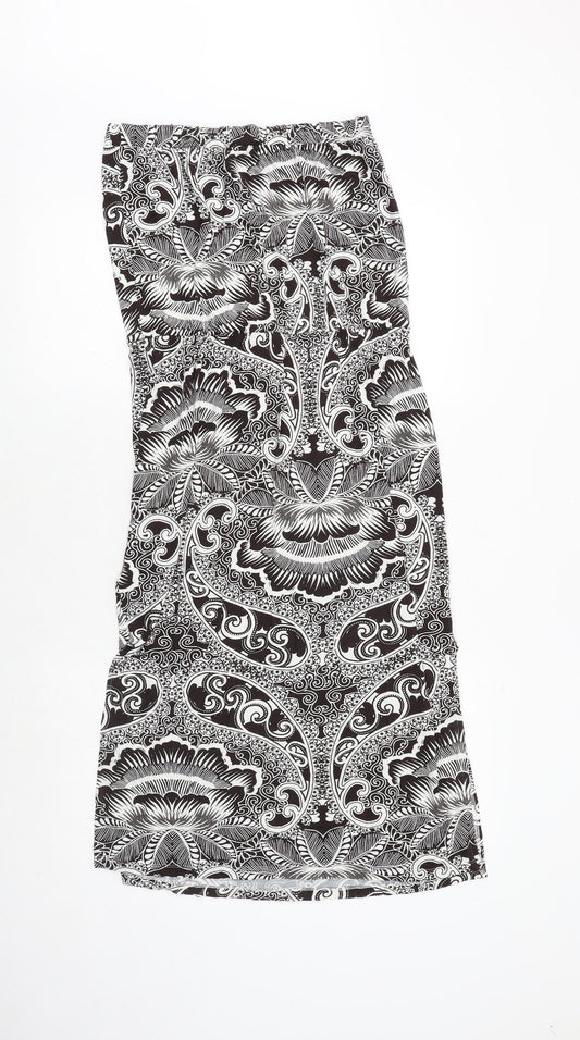 NEXT Womens Black Geometric Viscose A-Line Size 10 Off the Shoulder Pullover