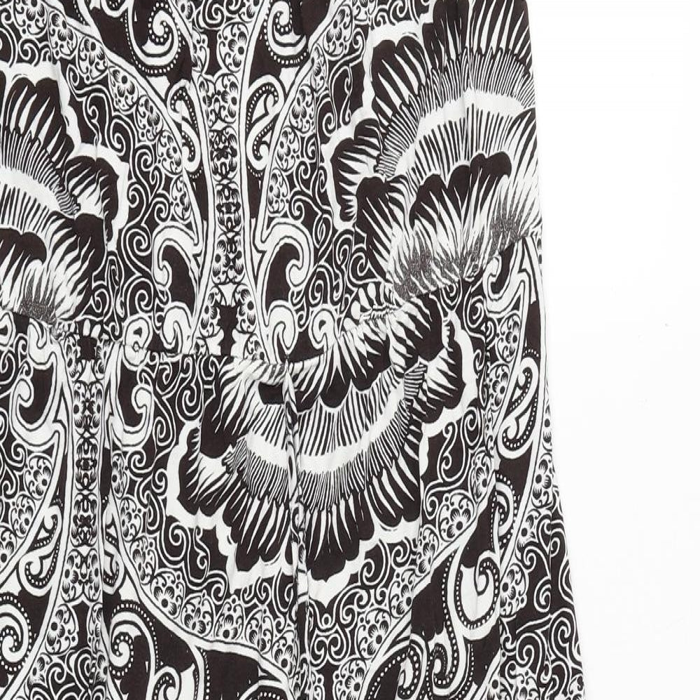 NEXT Womens Black Geometric Viscose A-Line Size 10 Off the Shoulder Pullover