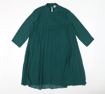 ASOS Womens Green Polyester Trapeze & Swing Size 8 Round Neck Button