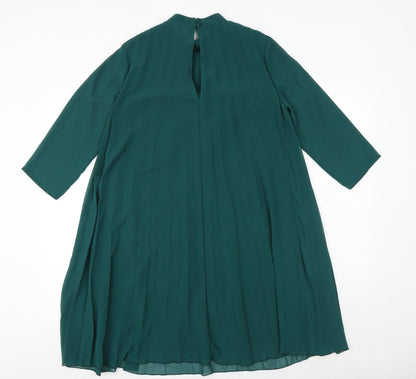 ASOS Womens Green Polyester Trapeze & Swing Size 8 Round Neck Button