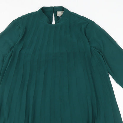 ASOS Womens Green Polyester Trapeze & Swing Size 8 Round Neck Button