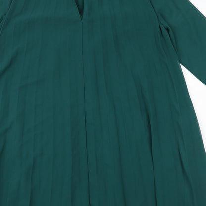 ASOS Womens Green Polyester Trapeze & Swing Size 8 Round Neck Button