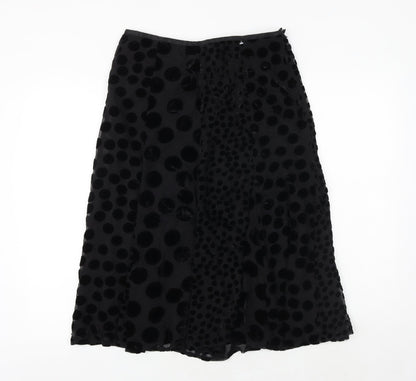 EAST Womens Black Geometric Polyester Swing Skirt Size 10 Zip