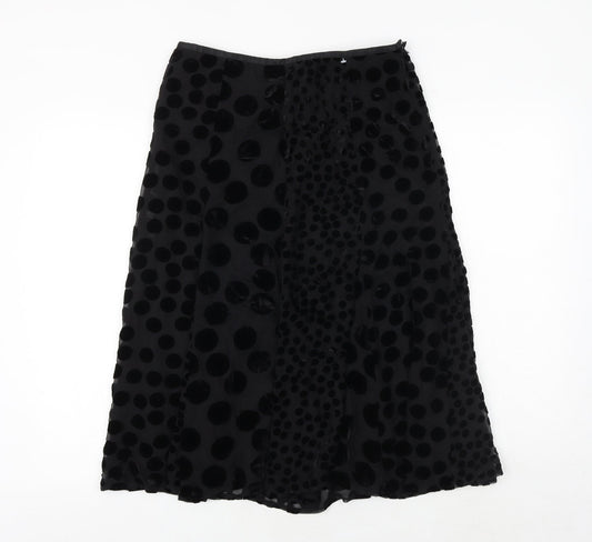 EAST Womens Black Geometric Polyester Swing Skirt Size 10 Zip