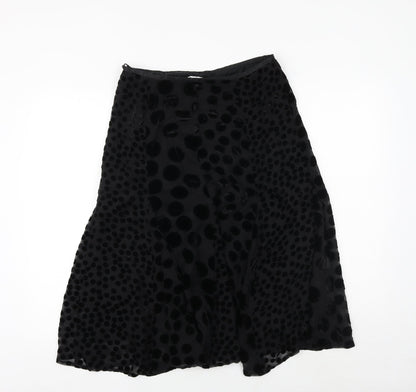 EAST Womens Black Geometric Polyester Swing Skirt Size 10 Zip