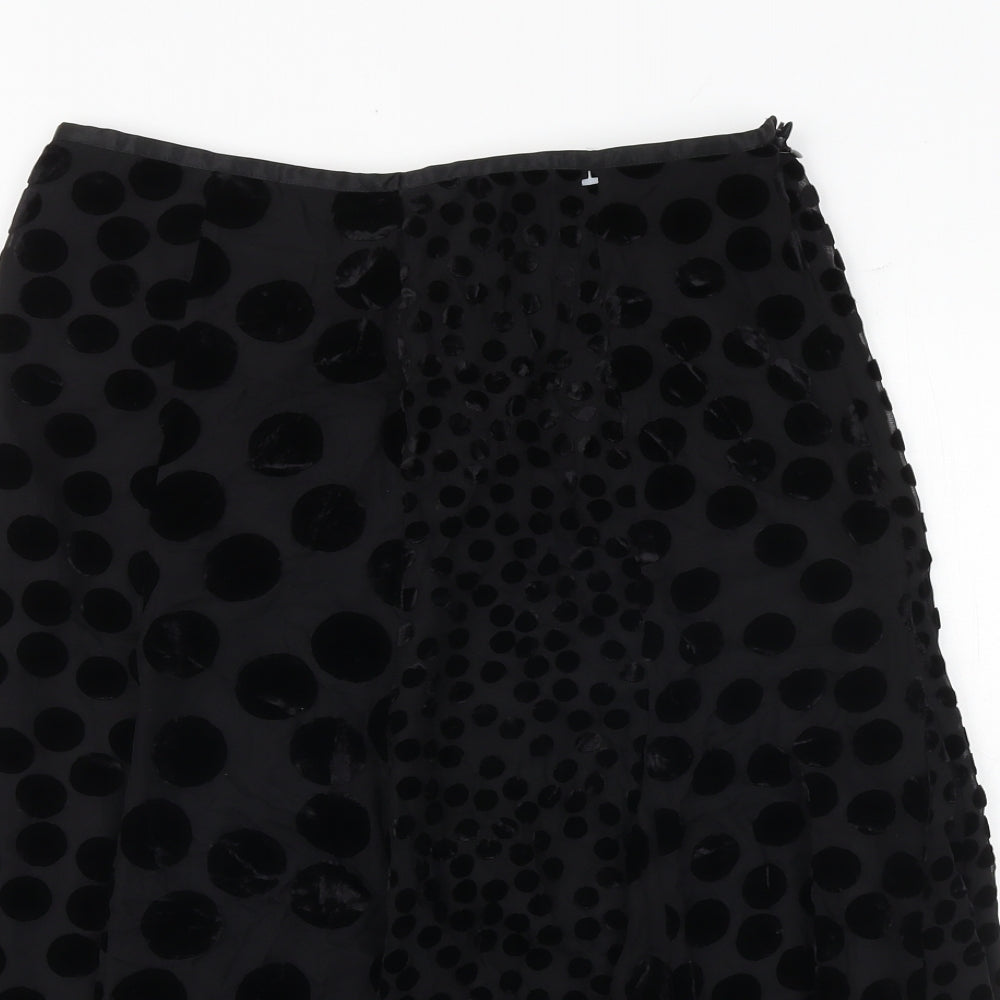 EAST Womens Black Geometric Polyester Swing Skirt Size 10 Zip