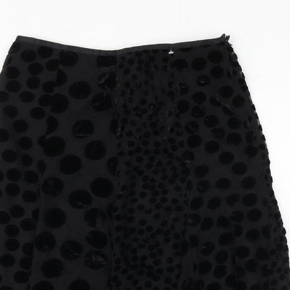 EAST Womens Black Geometric Polyester Swing Skirt Size 10 Zip