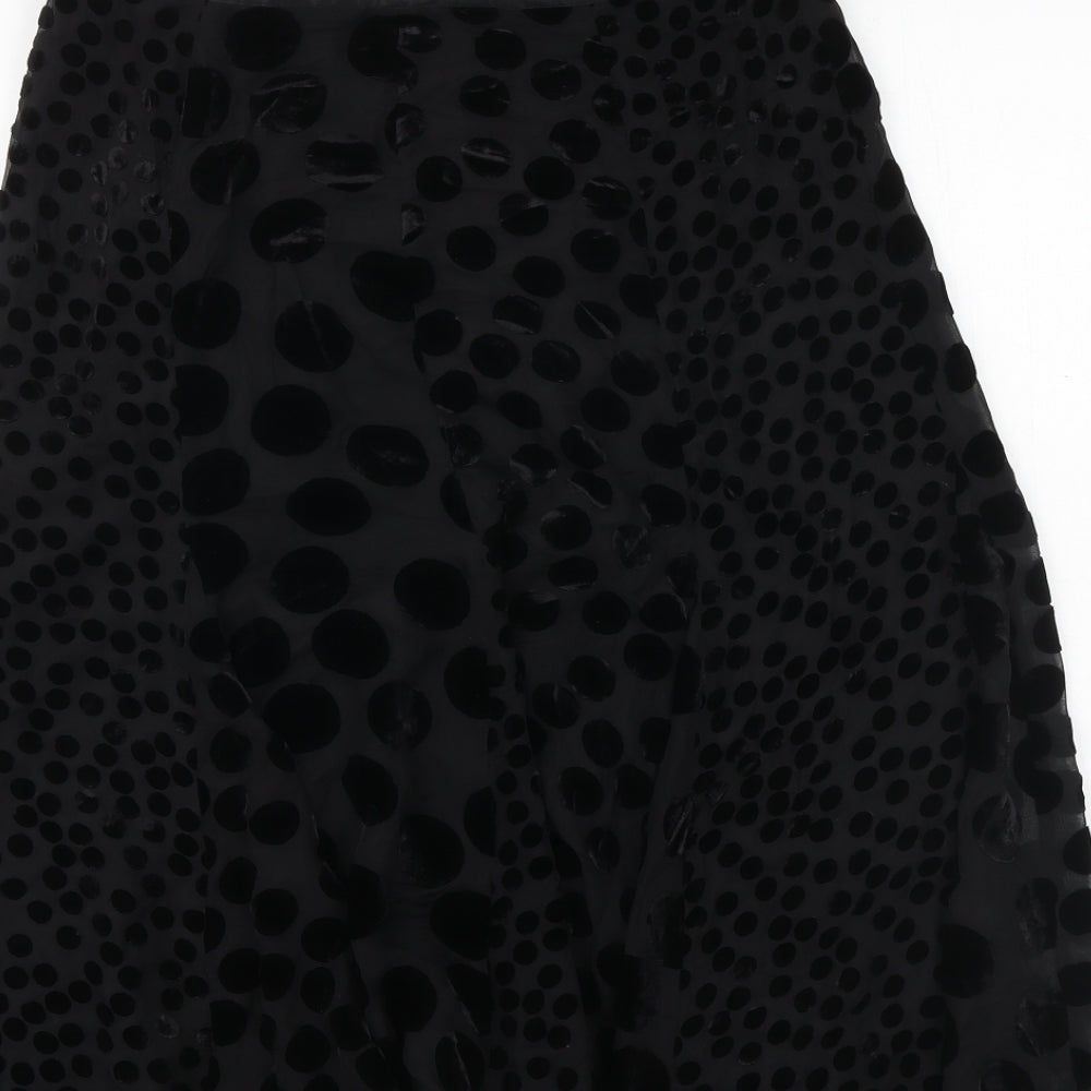 EAST Womens Black Geometric Polyester Swing Skirt Size 10 Zip