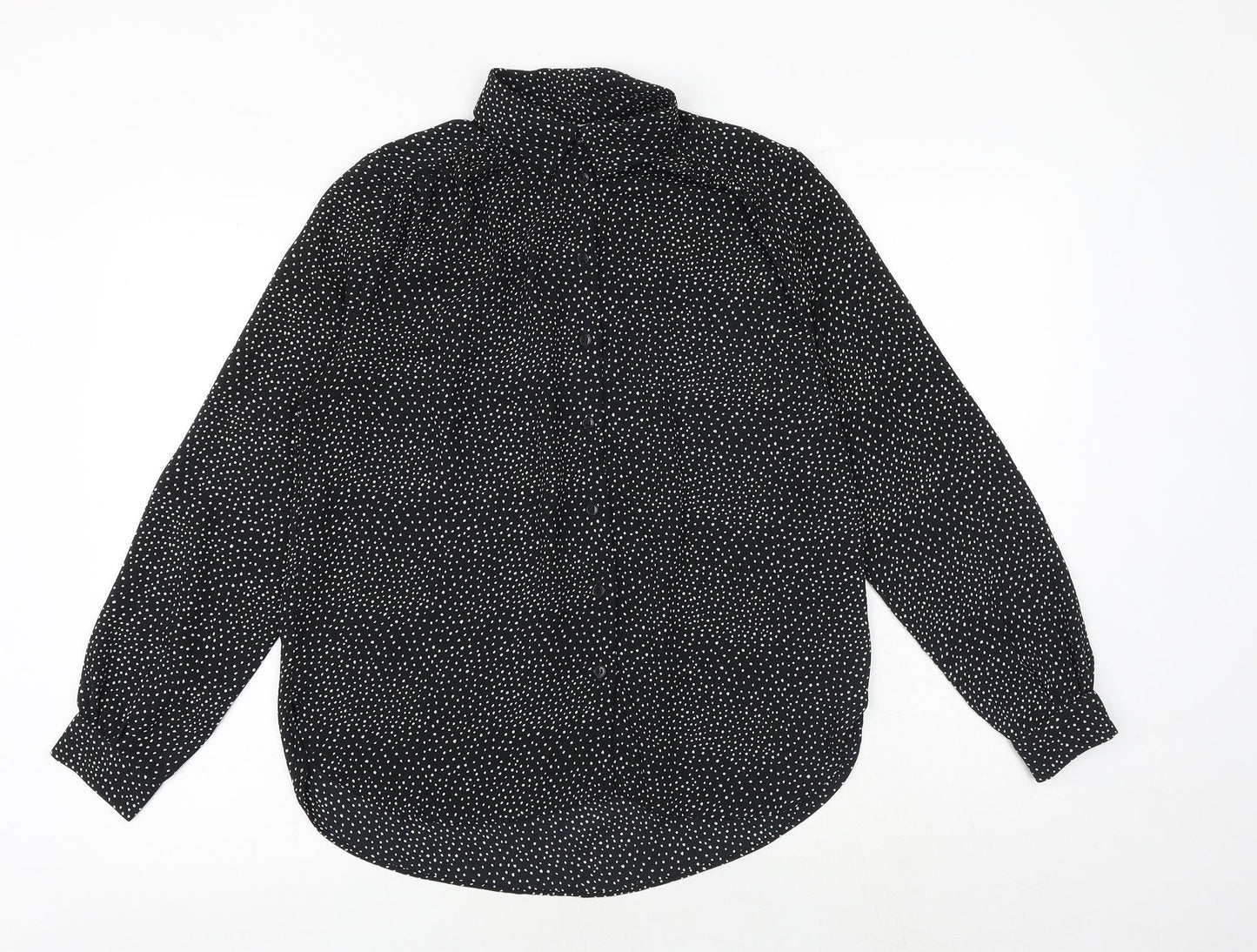 Womens UK Size 8 H&M Black Basic Button-Up