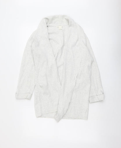 H&M Womens Grey V-Neck Cotton Cardigan Jumper Size XS