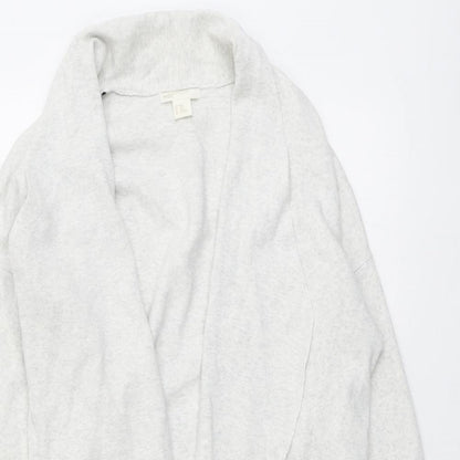 H&M Womens Grey V-Neck Cotton Cardigan Jumper Size XS