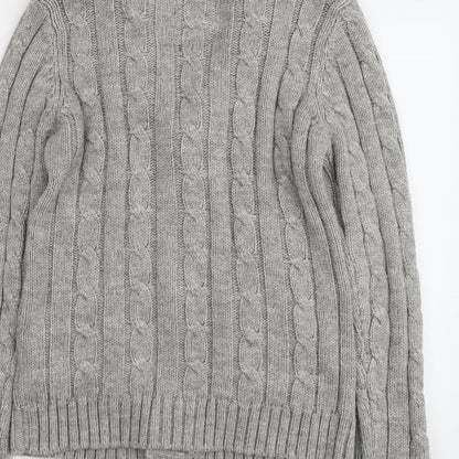 Crafted Womens Grey Collared Acrylic Cardigan Jumper Size S