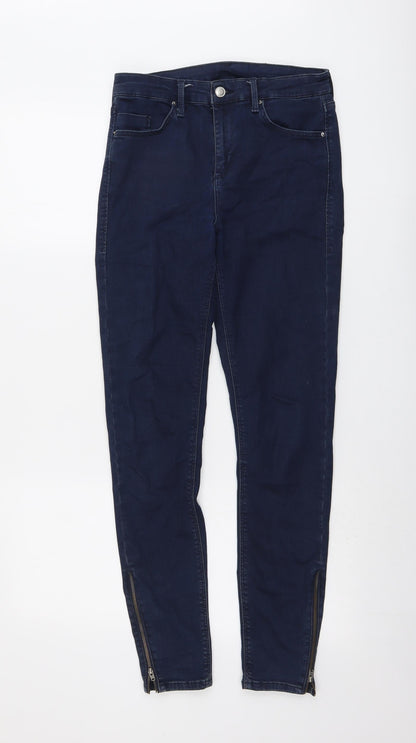 Topshop Womens Blue Cotton Skinny Jeans Size 28 in L29 in Regular Button
