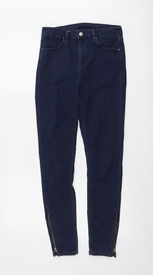 Topshop Womens Blue Cotton Skinny Jeans Size 28 in L29 in Regular Button