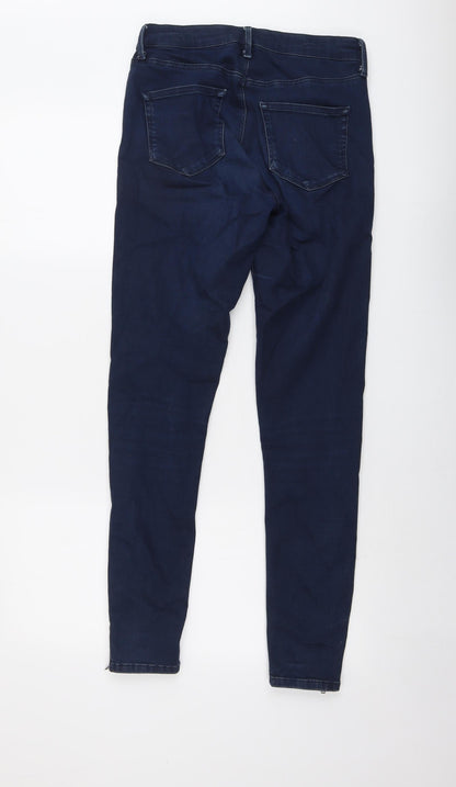 Topshop Womens Blue Cotton Skinny Jeans Size 28 in L29 in Regular Button