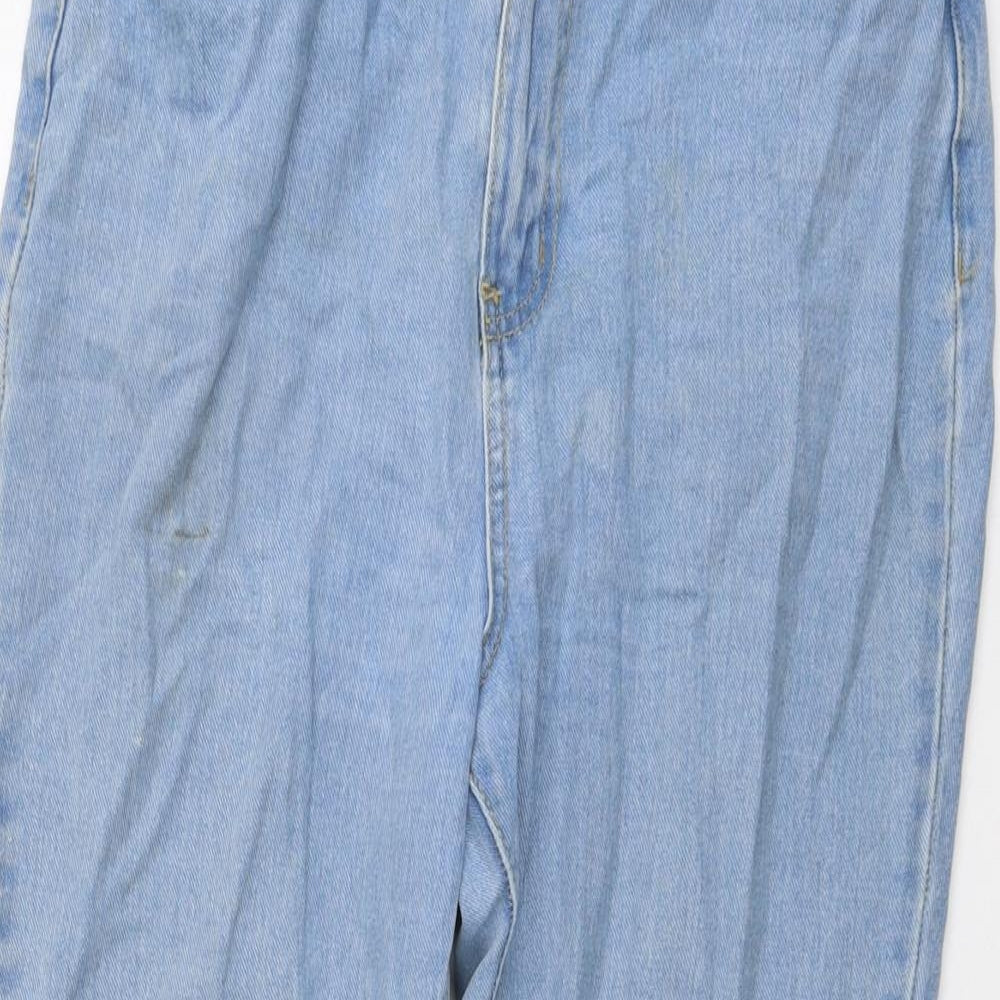 Boohoo Womens Blue Cotton Bootcut Jeans Size 12 L25 in Regular Button