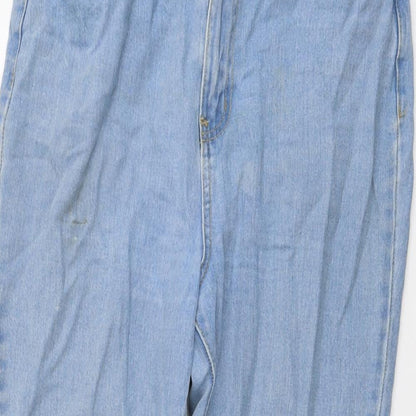 Boohoo Womens Blue Cotton Bootcut Jeans Size 12 L25 in Regular Button