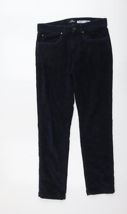 Threadbare Mens Blue Cotton Trousers Size 30 in Regular Button