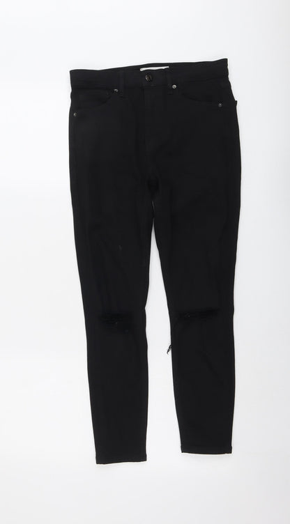 Topshop Womens Black Cotton Skinny Jeans Size 28 L25 in Regular Button