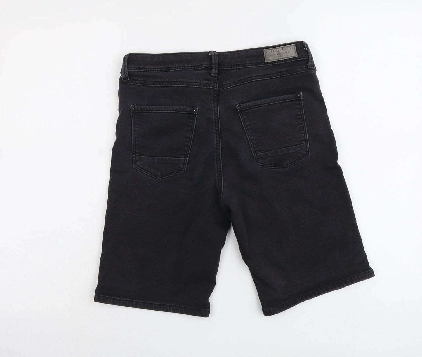 Esprit Mens Black Cotton Chino Shorts Size 28 in L10 in Regular Button
