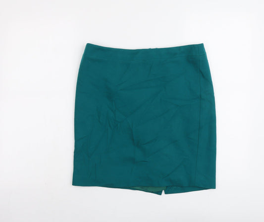 French Connection Womens Green Wool A-Line Skirt Size 10 Zip