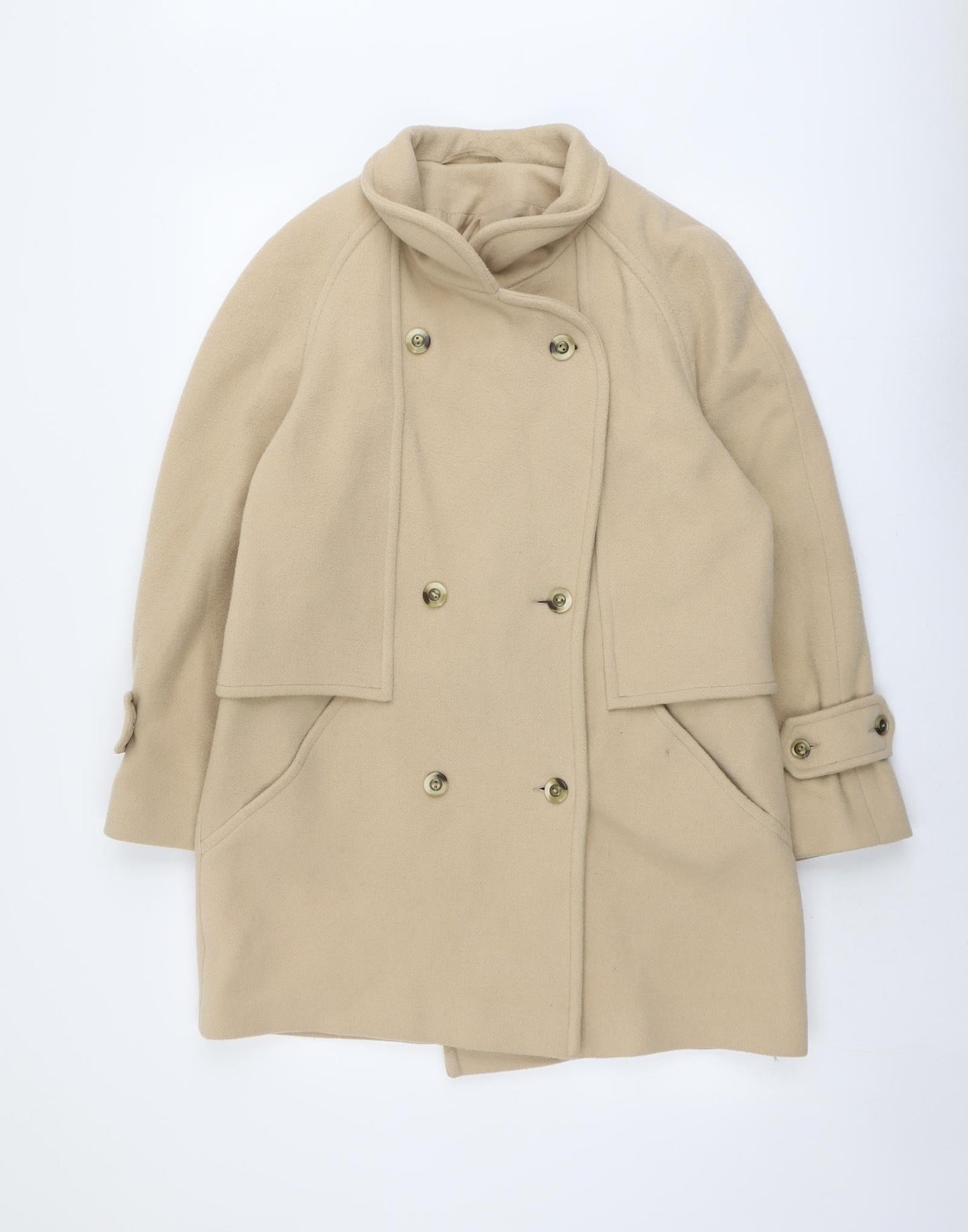 Classics Womens Beige Pea Coat Coat Size 12 Button