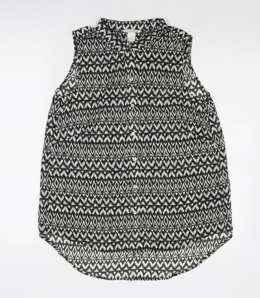 Womens UK Size 8 H&M Black Basic Button-Up