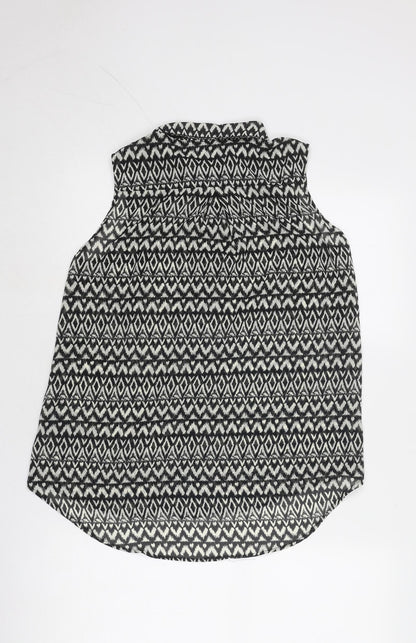 Womens UK Size 8 H&M Black Basic Button-Up