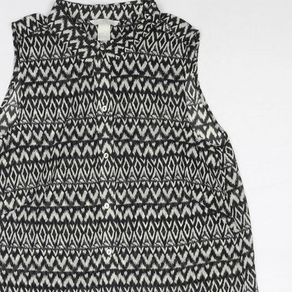 Womens UK Size 8 H&M Black Basic Button-Up
