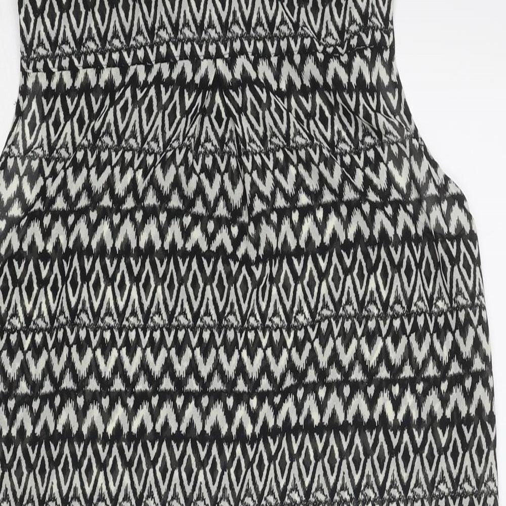 Womens UK Size 8 H&M Black Basic Button-Up