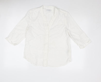 Womens UK Size 8 Classic White Basic Button-Up
