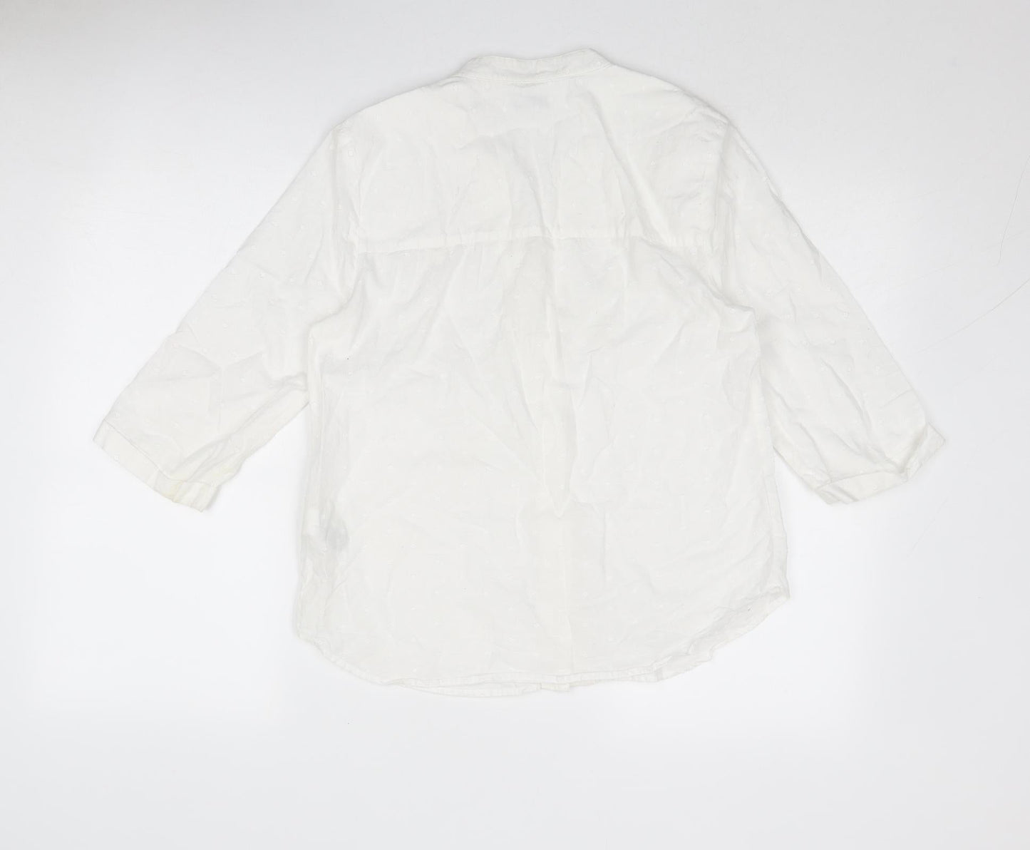 Womens UK Size 8 Classic White Basic Button-Up