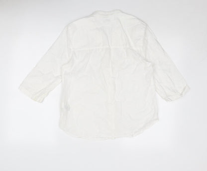 Womens UK Size 8 Classic White Basic Button-Up
