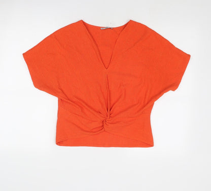 Womens UK Size S Zara Orange Basic Blouse