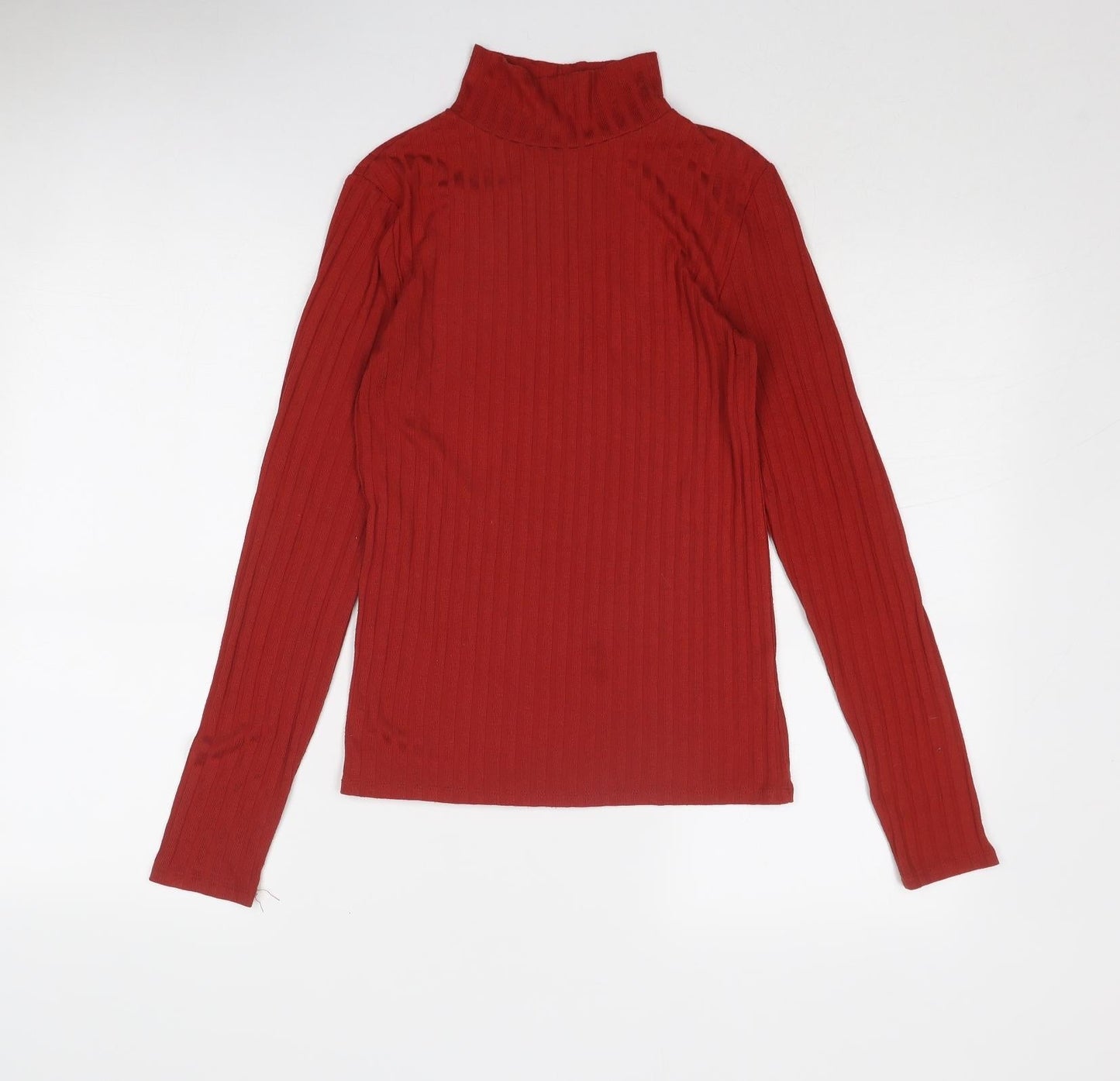 Womens UK Size 10 Topshop Red Basic T-Shirt