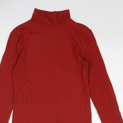 Womens UK Size 10 Topshop Red Basic T-Shirt