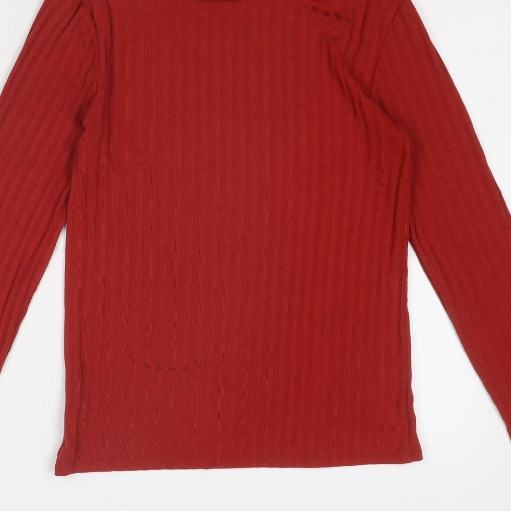 Womens UK Size 10 Topshop Red Basic T-Shirt